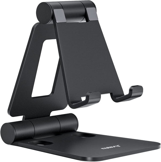 Dual Folding Cell Phone Stand - Fully Adjustable, Foldable Desktop Holder Dock | Compatible with iPhone, Nintendo Switch, and All Phones