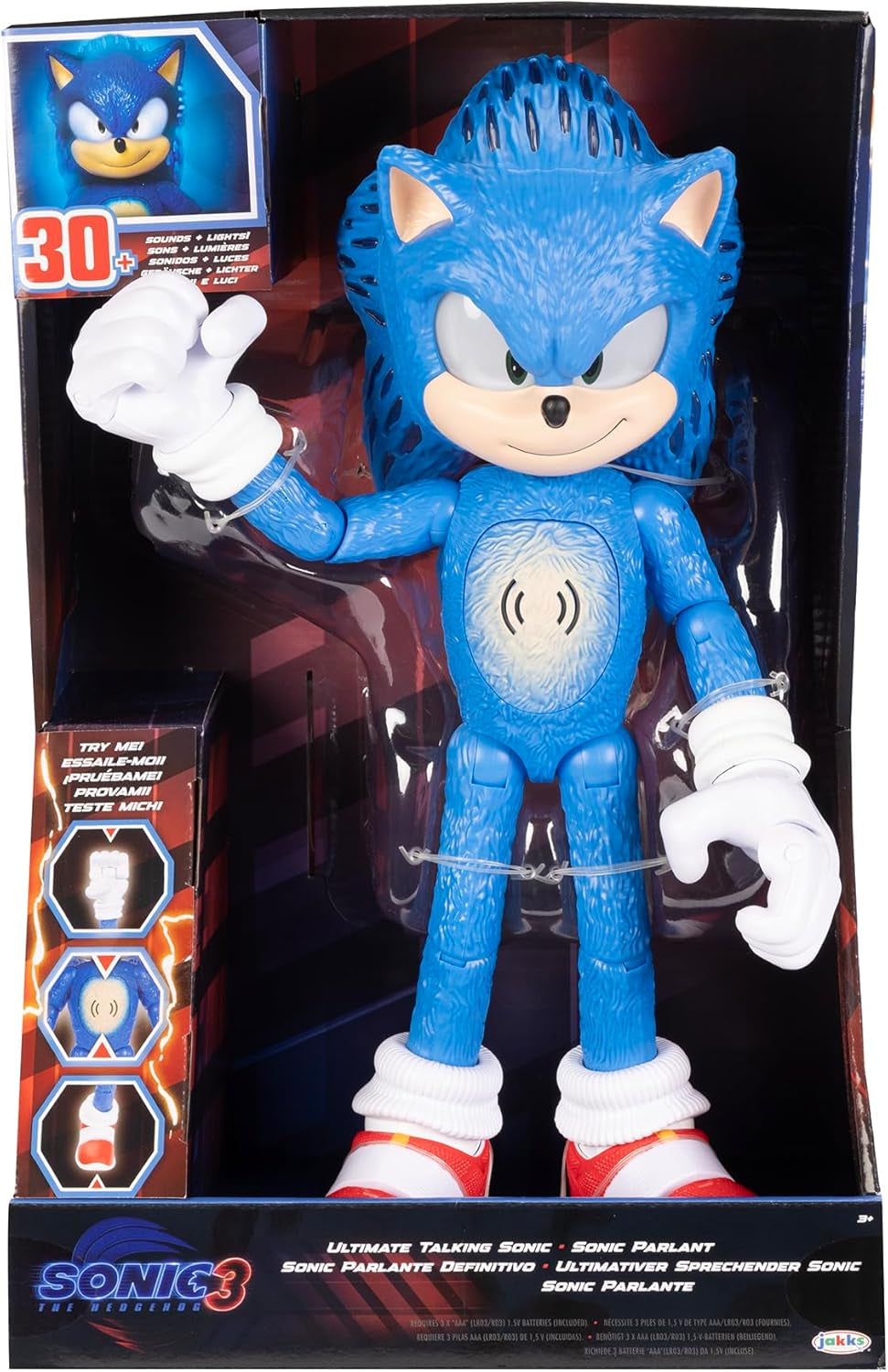 Ultimate Talking Sonic 12-Inch Figure - 30+ Iconic Phrases & Sounds, Light-Up Eyes and Quills