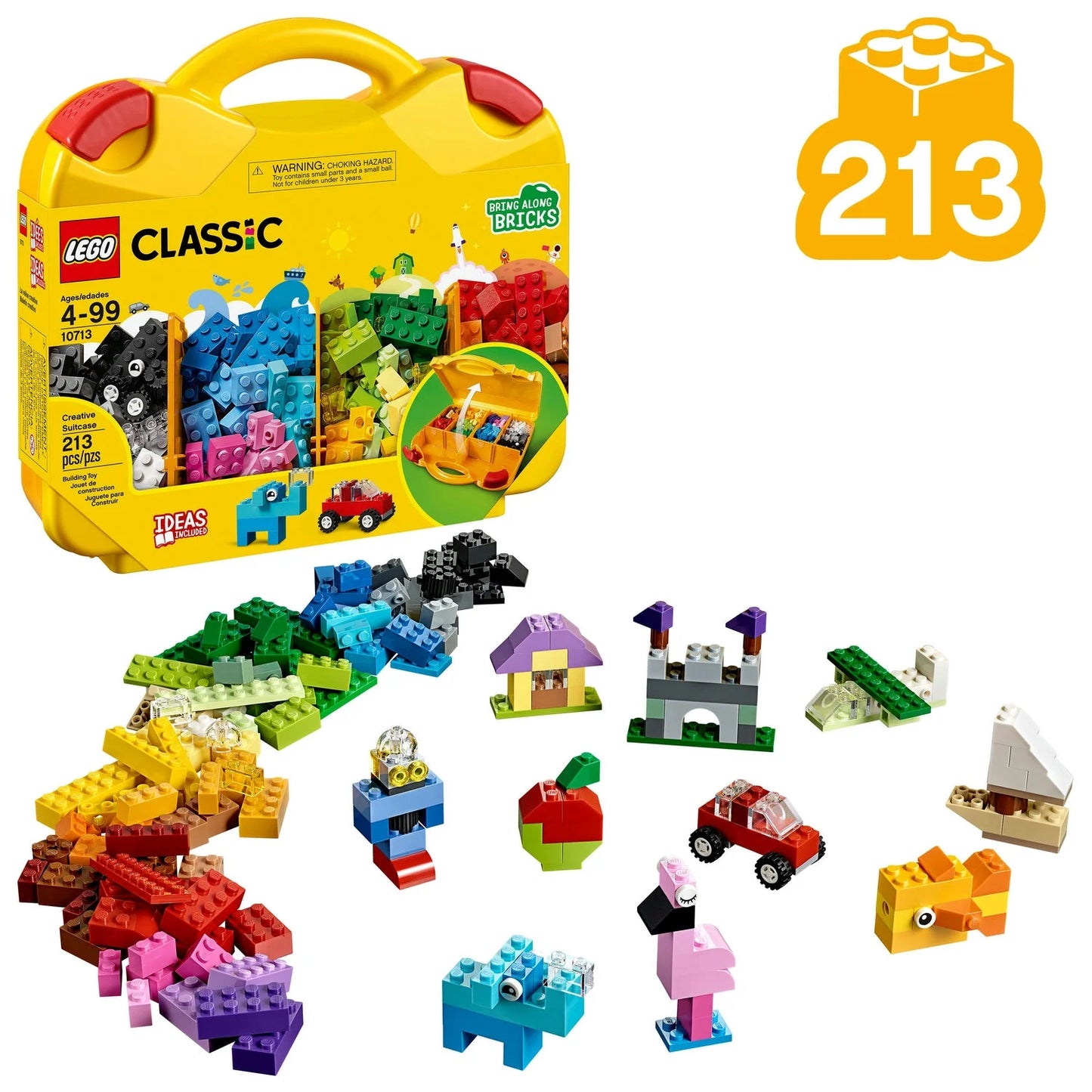 Classic Creative Suitcase 10713 - Storage Organizer with Colorful Building Bricks, Fun Learning Toy for Kids