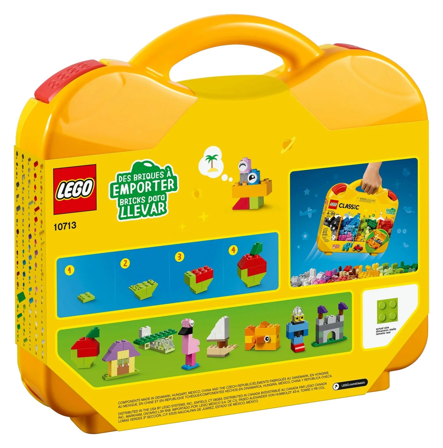 Classic Creative Suitcase 10713 - Storage Organizer with Colorful Building Bricks, Fun Learning Toy for Kids