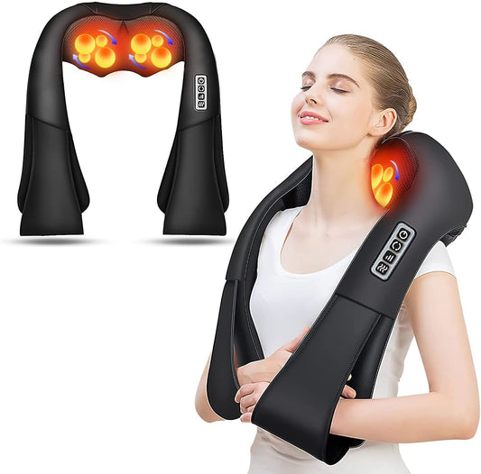 Shiatsu 4D Massager for Back and Neck | Deep Tissue Kneading & Heating | Electric Neck, Shoulder & Back Massager - Ideal Gifts for Father's Day and Special Occasions