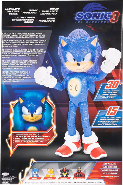 Ultimate Talking Sonic 12-Inch Figure - 30+ Iconic Phrases & Sounds, Light-Up Eyes and Quills