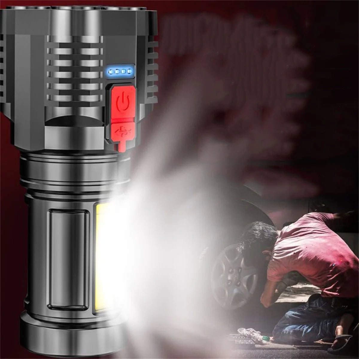 10000 LM Tactical LED Flashlight - Powerful Handheld Searchlight