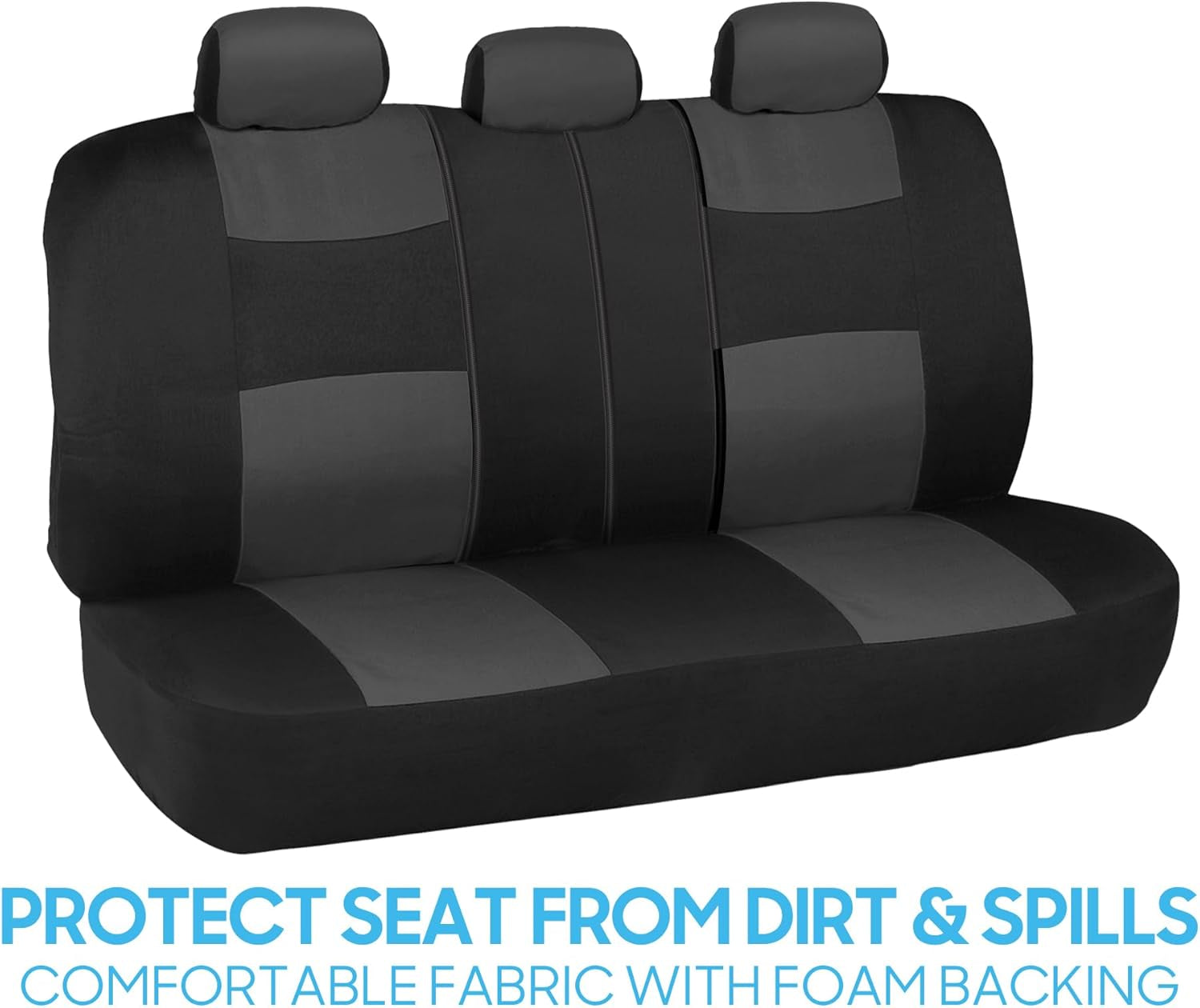 Polypro Car Seat Covers Full Set - Charcoal on Black | Easy Install Front & Rear Split Bench for Cars, Trucks, Vans, SUVs