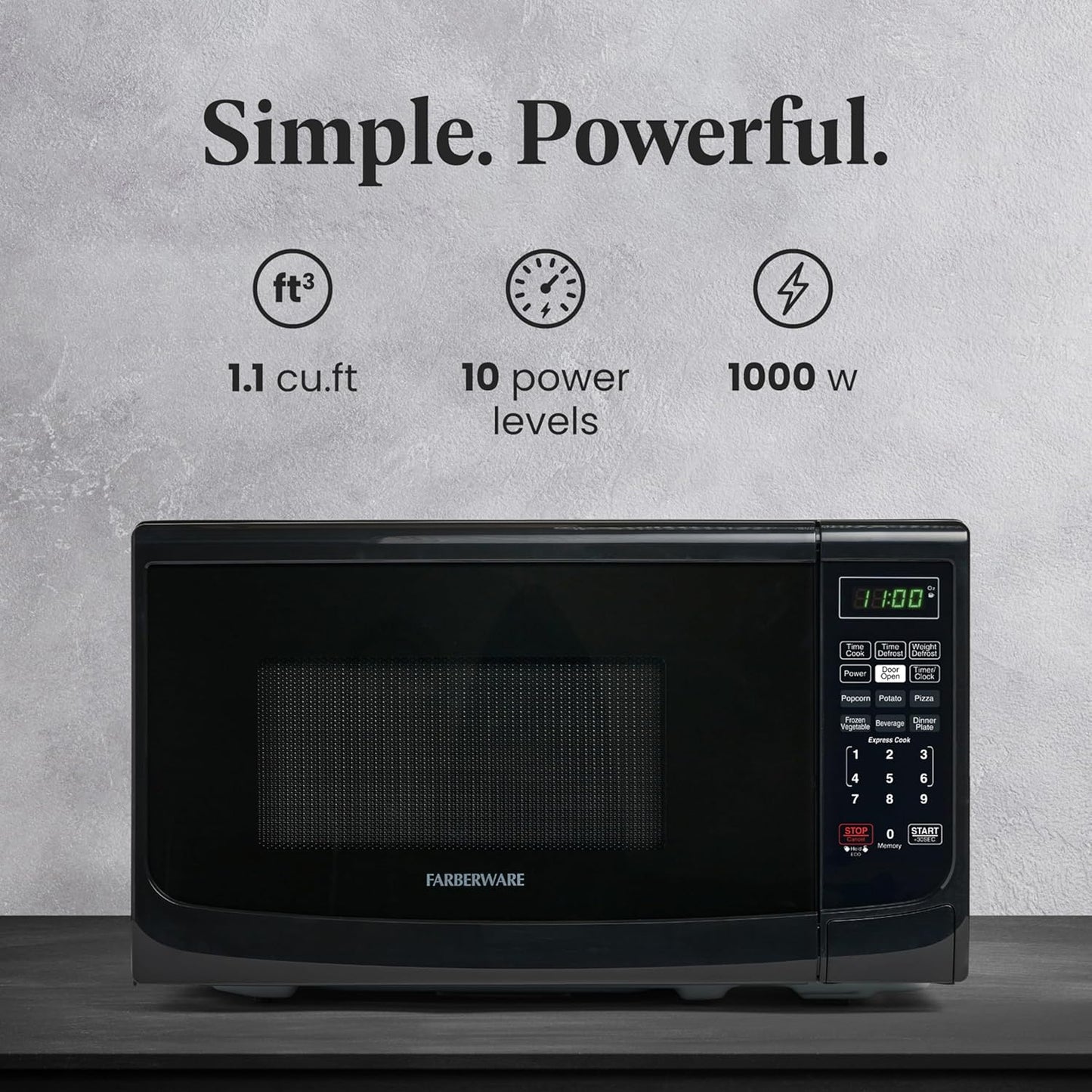 Retro Black 700W Countertop Microwave: 0.7 Cu. Ft., LED Lighting, Child Lock, Easy Clean Interior - Ideal for Apartments & Dorms