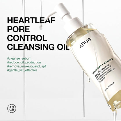 Heartleaf Pore Control Cleansing Oil | Korean Oil Cleanser for Face & Makeup Removal | Blackhead Remover | 6.76 Fl Oz (200ml)