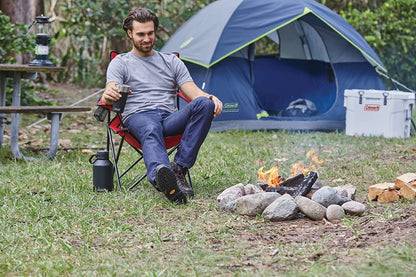 Broadband Mesh Quad Camping Chair - Cooling Mesh Back, Cup Holder, Adjustable Arm Heights, Carry Bag | Supports up to 250 lbs