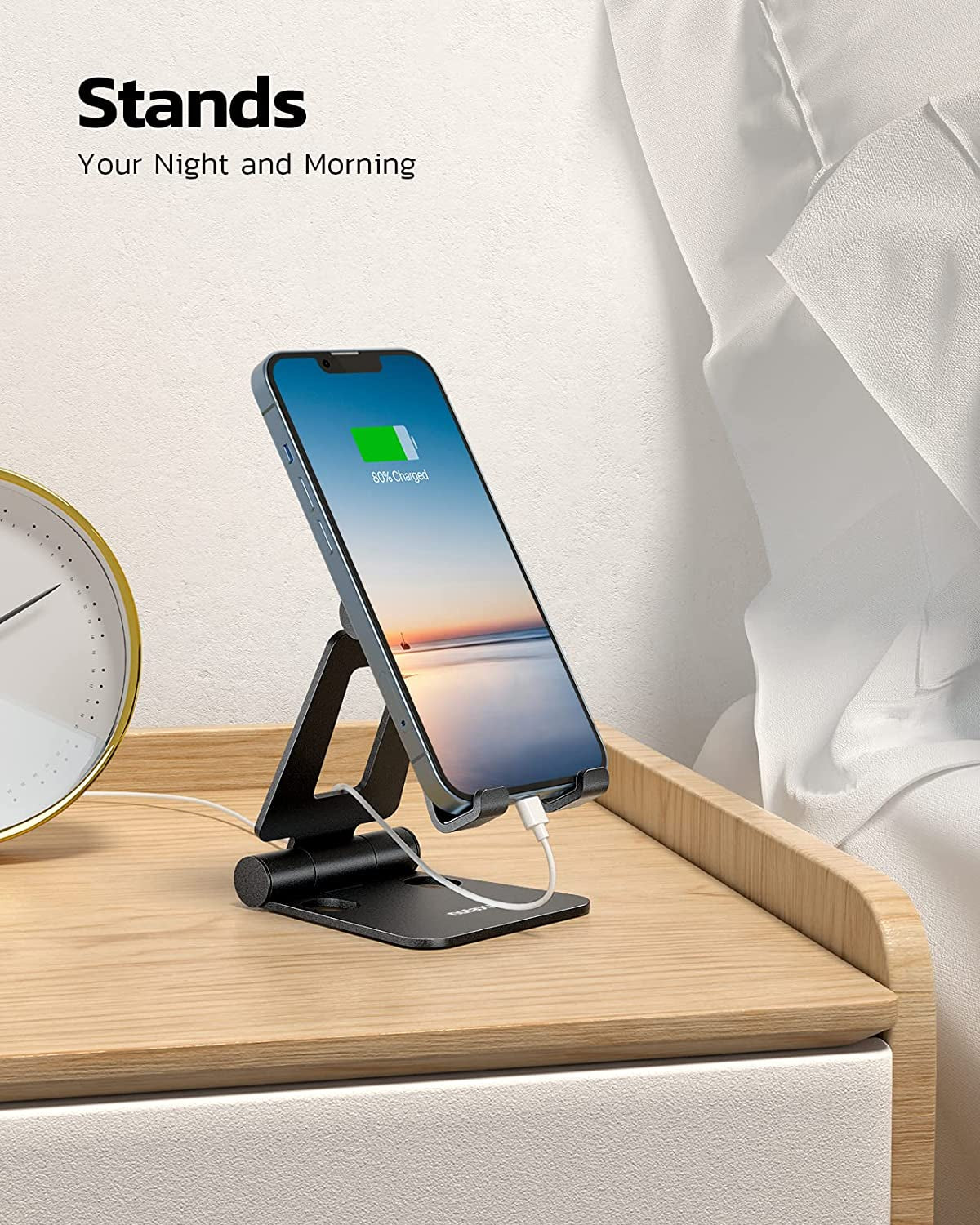 Dual Folding Cell Phone Stand - Fully Adjustable, Foldable Desktop Holder Dock | Compatible with iPhone, Nintendo Switch, and All Phones