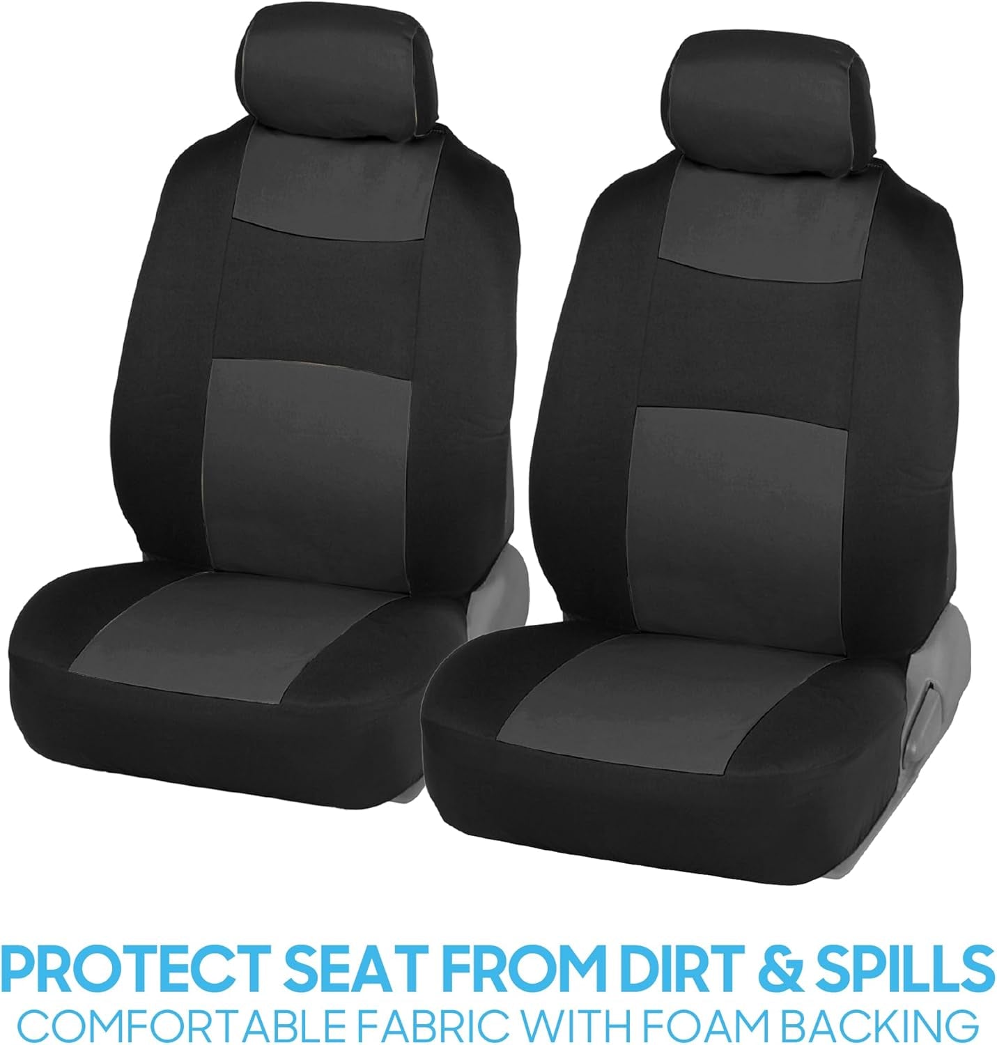 Polypro Car Seat Covers Full Set - Charcoal on Black | Easy Install Front & Rear Split Bench for Cars, Trucks, Vans, SUVs