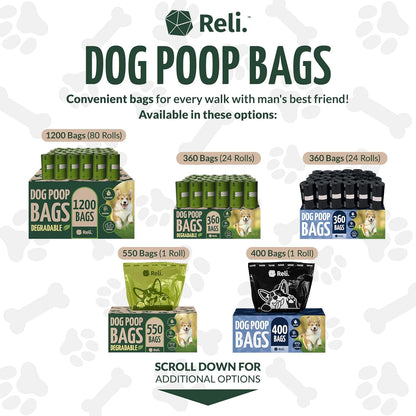 Eco-Friendly Dog Poop Bags with Holder – 360 Bags (24 Rolls) | Large 9x13" Dog Waste Bags | Green, Oxo-Biodegradable | Unscented with Dispenser