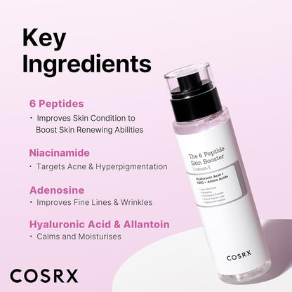 6X Peptide Collagen Booster Serum: Niacinamide & Hyaluronic Acid Essence for Skin Renewal, All Skin Types, Paraben-Free, 150ml