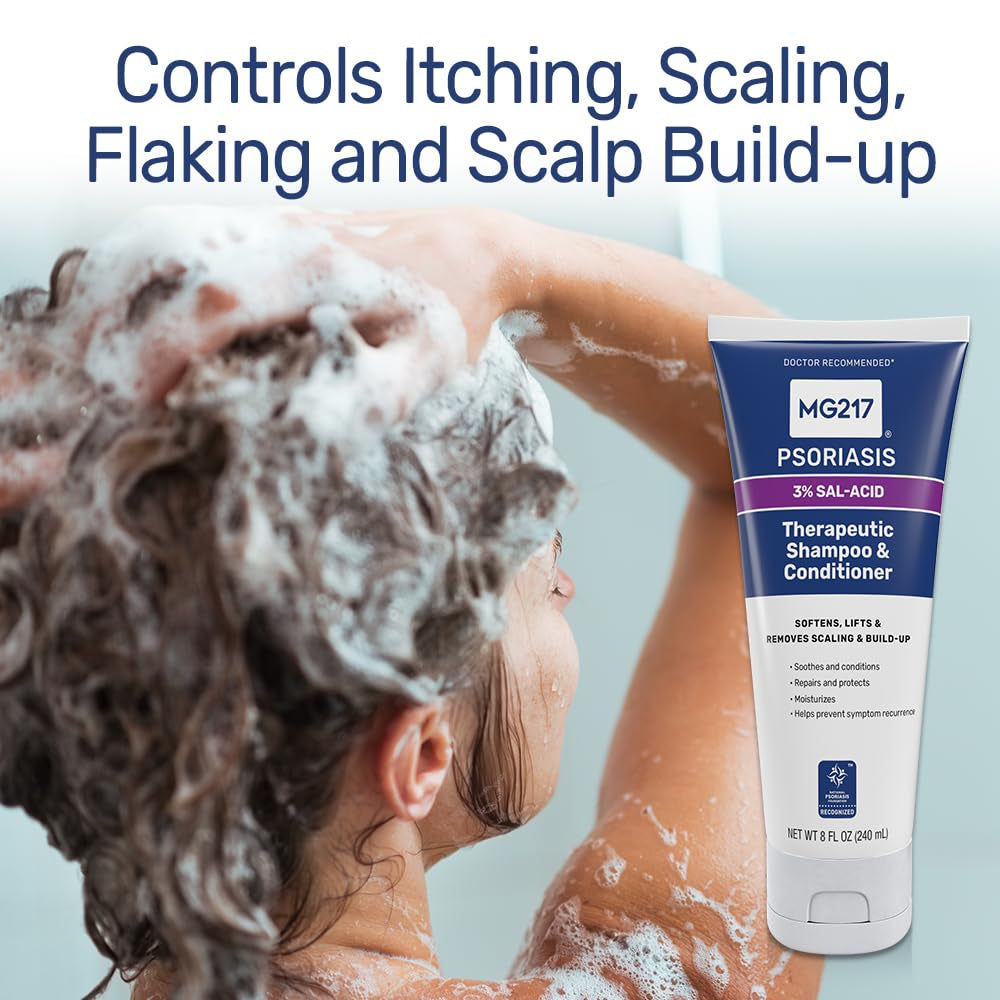 Psoriasis Shampoo & Conditioner with Salicylic Acid - Therapeutic Scalp Treatment, Softens & Removes Scaling, 8 fl oz Tube