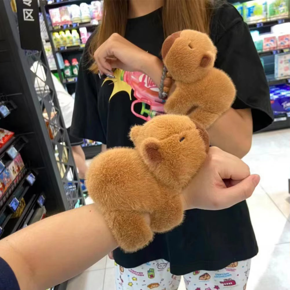 Huggable Capybara Plush Slap Band - Fun Animal Bracelet