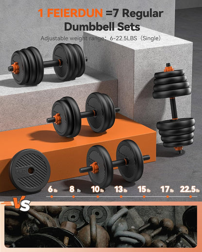 Versatile Adjustable Dumbbell Set | 20-90 Lbs | 4-in-1: Barbell, Kettlebells, Push-Up Stand | Ideal for Home Gym Workouts