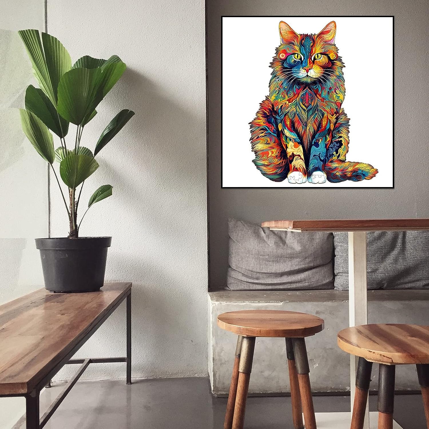 Cat Wooden Puzzle for Adults – 80-Piece Animal Shape Jigsaw | Unique Wood Cut, Perfect Christmas & Thanksgiving Gift for Family & Friends (S-8.3 x 6.6 In)