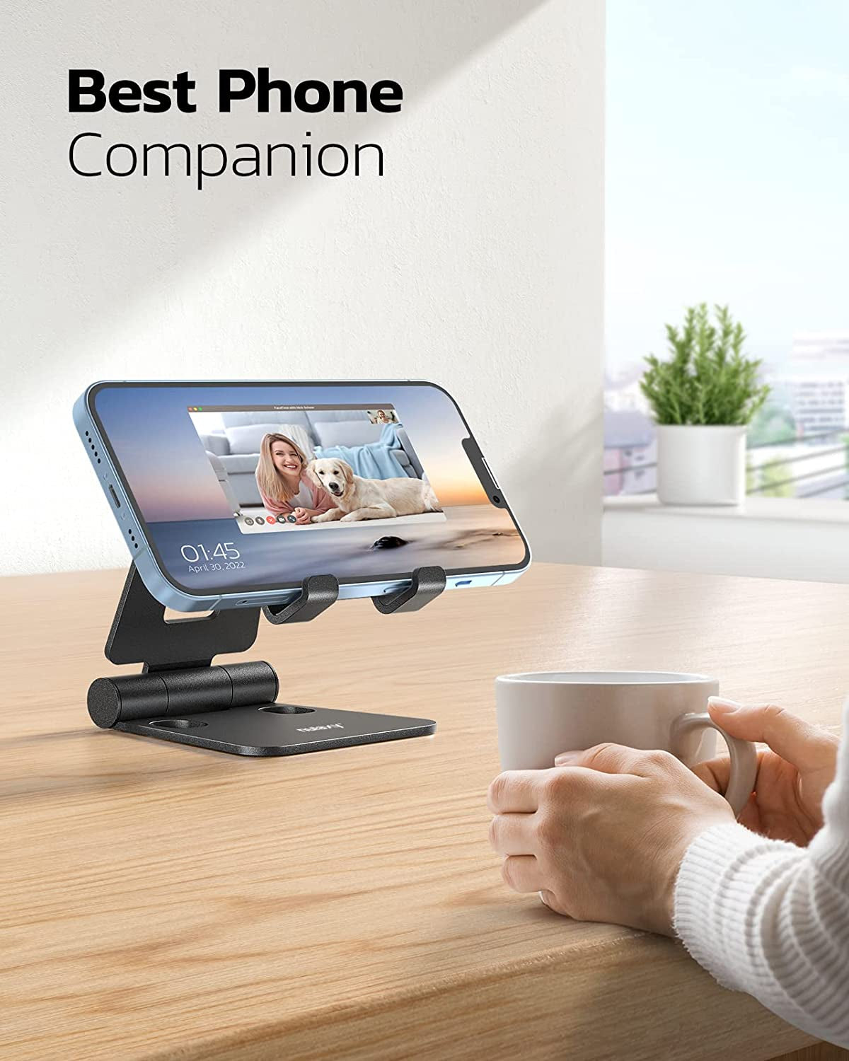 Dual Folding Cell Phone Stand - Fully Adjustable, Foldable Desktop Holder Dock | Compatible with iPhone, Nintendo Switch, and All Phones