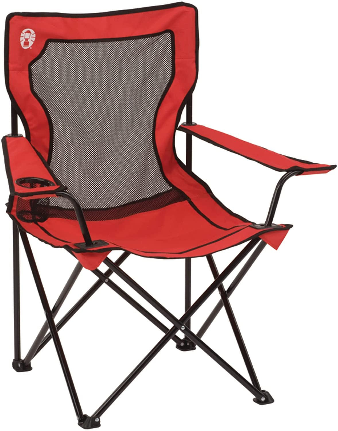 Broadband Mesh Quad Camping Chair - Cooling Mesh Back, Cup Holder, Adjustable Arm Heights, Carry Bag | Supports up to 250 lbs