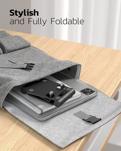 Dual Folding Cell Phone Stand - Fully Adjustable, Foldable Desktop Holder Dock | Compatible with iPhone, Nintendo Switch, and All Phones