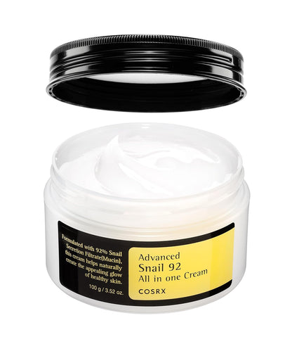 Snail Mucin 92% Face Moisturizer: Lightweight Cream for Soft, Glowy Skin, 3.52 Oz, Korean Skin Care