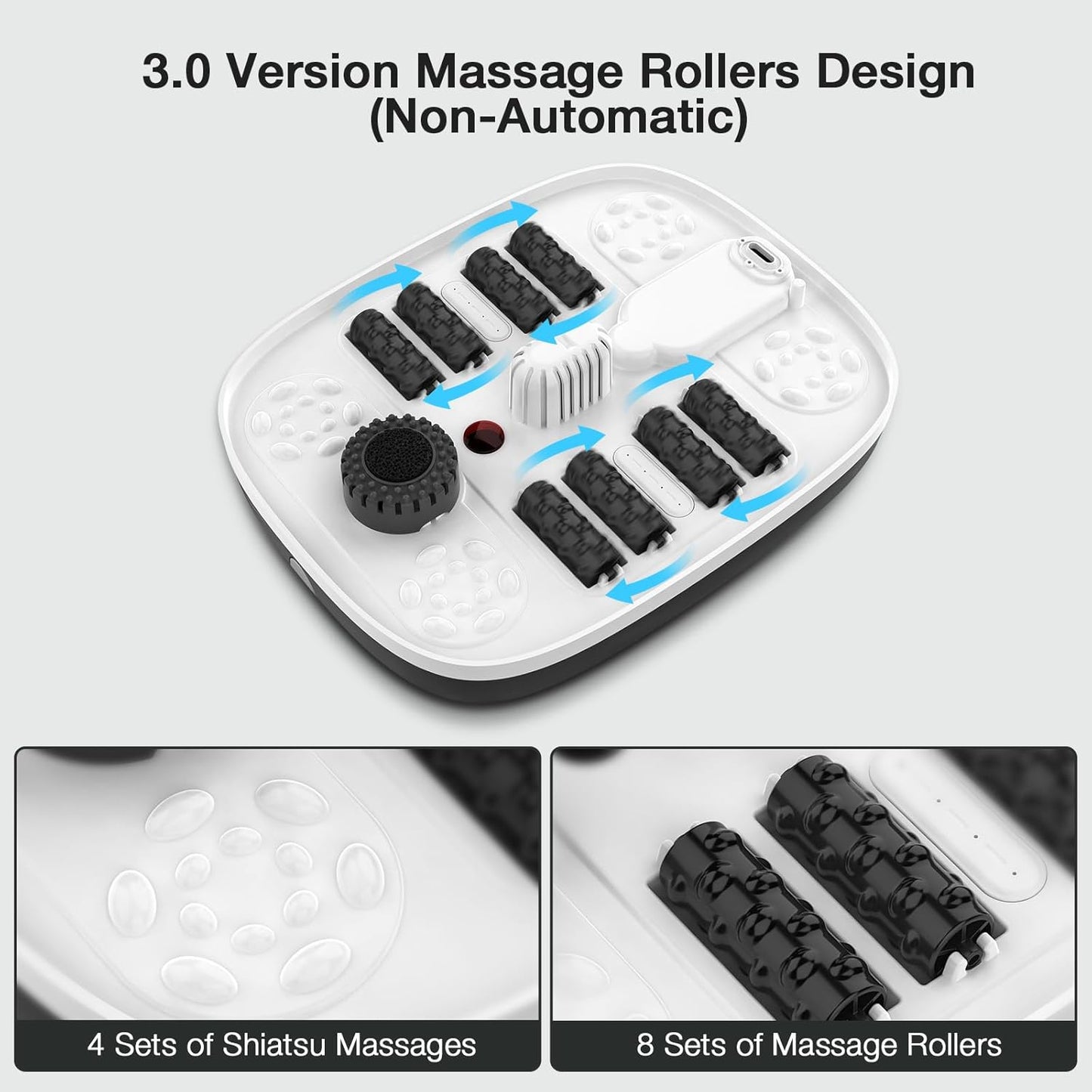 Collapsible Heated Foot Spa with Bubble, Red Light & Temperature Control | Shiatsu Massage Rollers | Pedicure Foot Bath for Relaxation & Stress Relief | Black