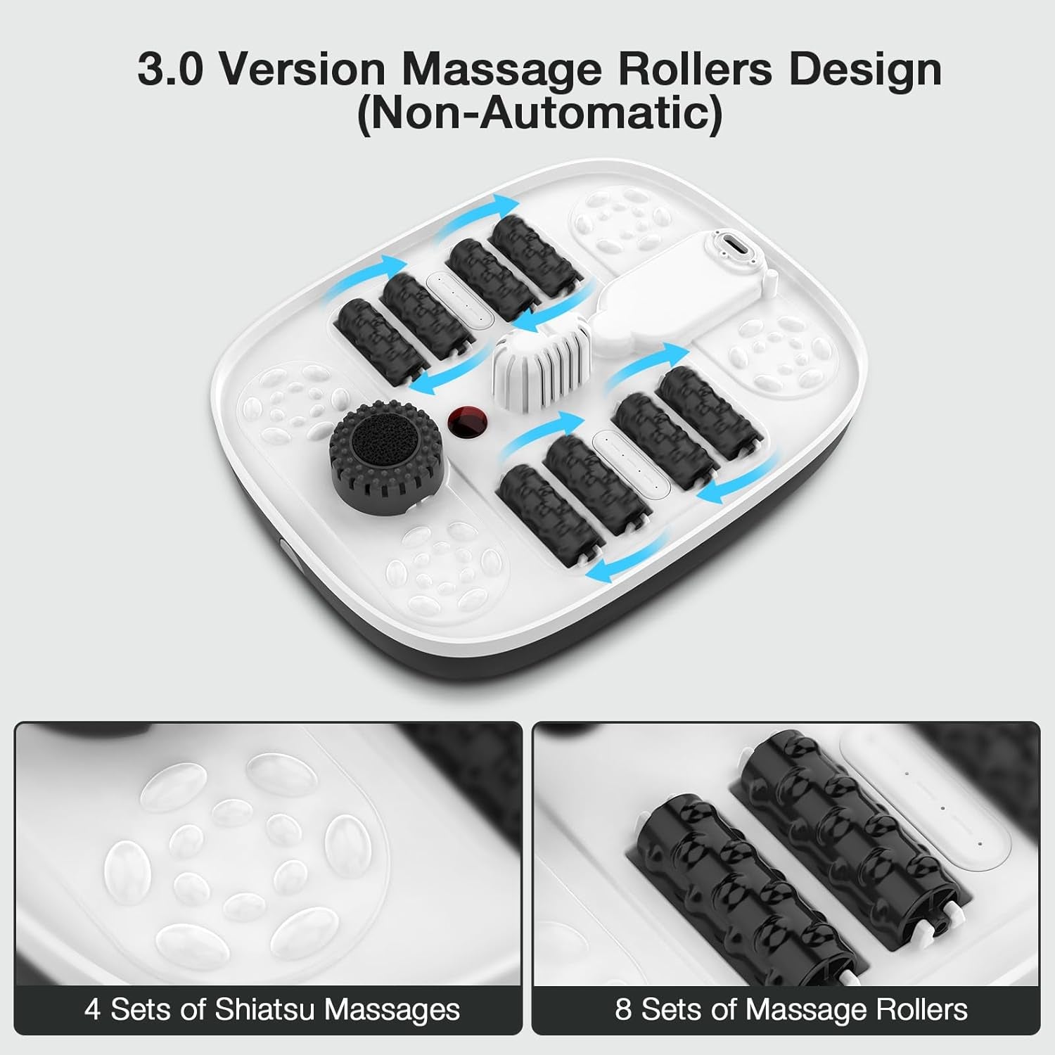 Collapsible Heated Foot Spa with Bubble, Red Light & Temperature Control | Shiatsu Massage Rollers | Pedicure Foot Bath for Relaxation & Stress Relief | Black