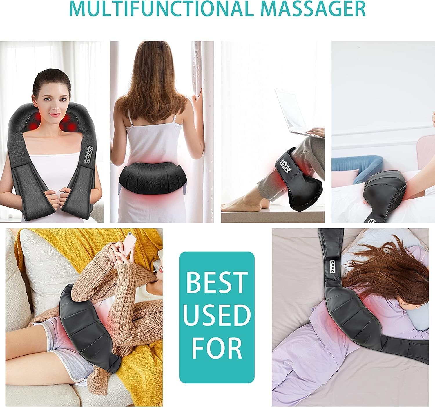 Shiatsu 4D Massager for Back and Neck | Deep Tissue Kneading & Heating | Electric Neck, Shoulder & Back Massager - Ideal Gifts for Father's Day and Special Occasions