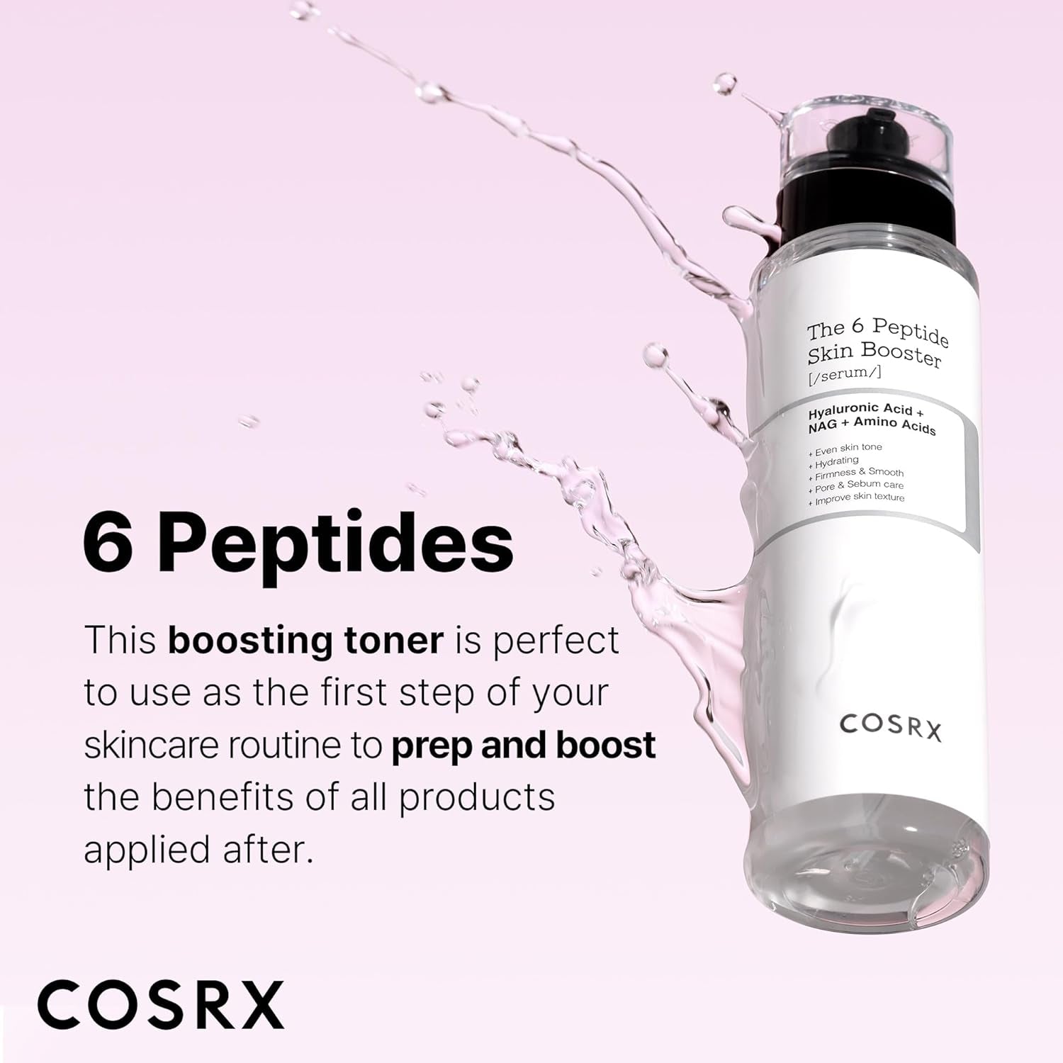 6X Peptide Collagen Booster Serum: Niacinamide & Hyaluronic Acid Essence for Skin Renewal, All Skin Types, Paraben-Free, 150ml