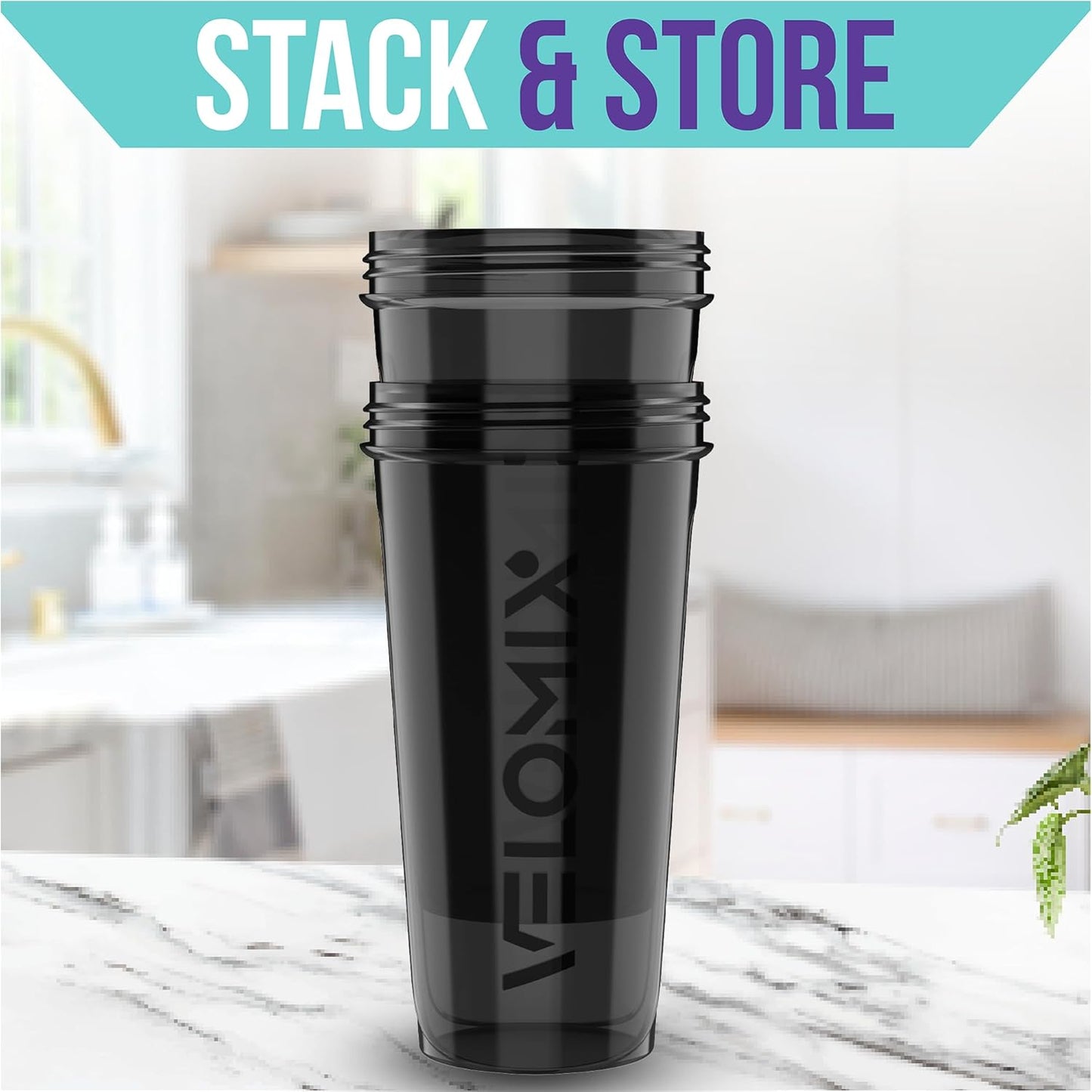 2-Pack 28 Oz Leak-Proof Protein Shaker Bottles with Dual Wire Whisks | Black Protein Shaker Cups for Smooth Mixes