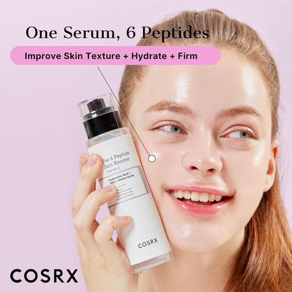 6X Peptide Collagen Booster Serum: Niacinamide & Hyaluronic Acid Essence for Skin Renewal, All Skin Types, Paraben-Free, 150ml