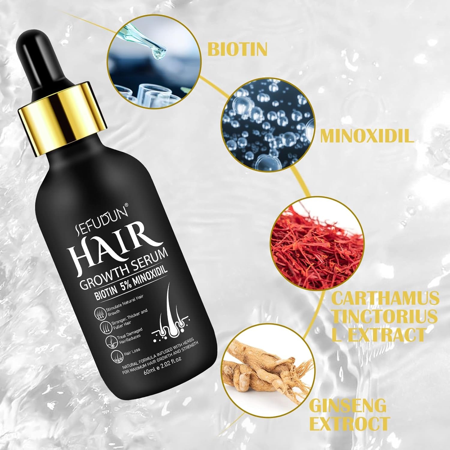 Extra Strength 5% Minoxidil Hair Growth Oil - Regrowth Serum for Men & Women | Topical Treatment Spray for Hair Loss, Thicker Hair & Beard Growth Kit (2.02 Oz)